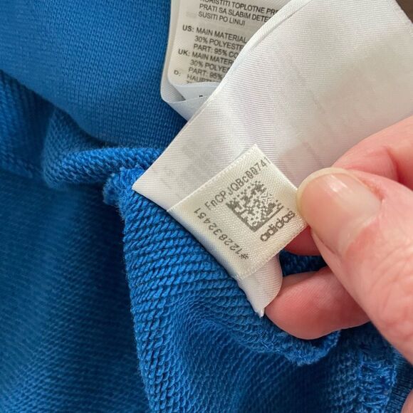 Adidas Blue Texture Trefoil Crew Neck Sweatshirt XS - Picture 8 of 8